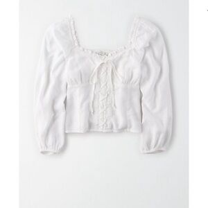 Corset Long Sleeve Tie Blouse